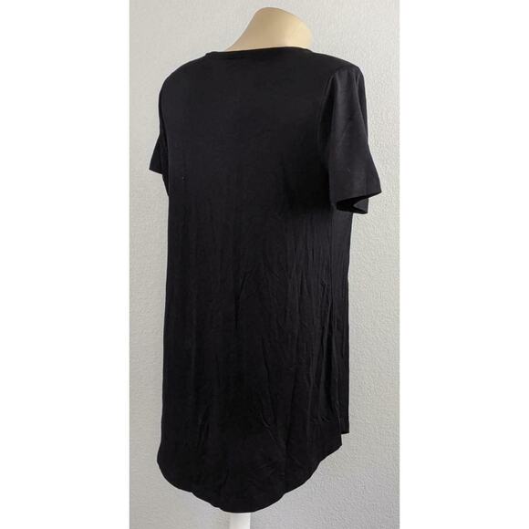Rounded Hem Flowy Scoop Neck Top Deep Black XS Short Sleeve JM Collection Career - Picture 3 of 7